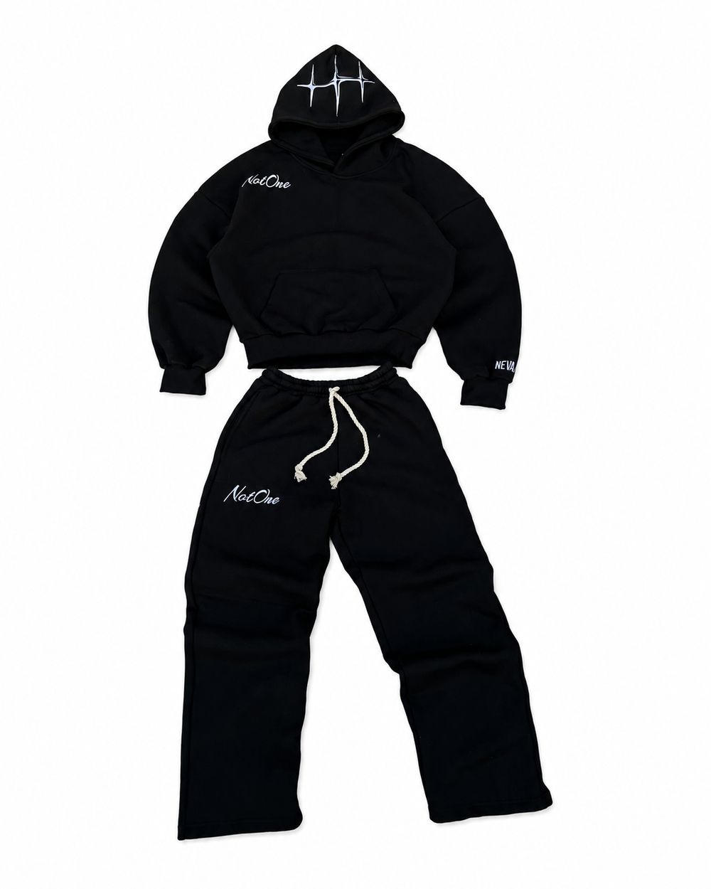 Never Alone 450 GSM Embroidered Sweatsuit - Black