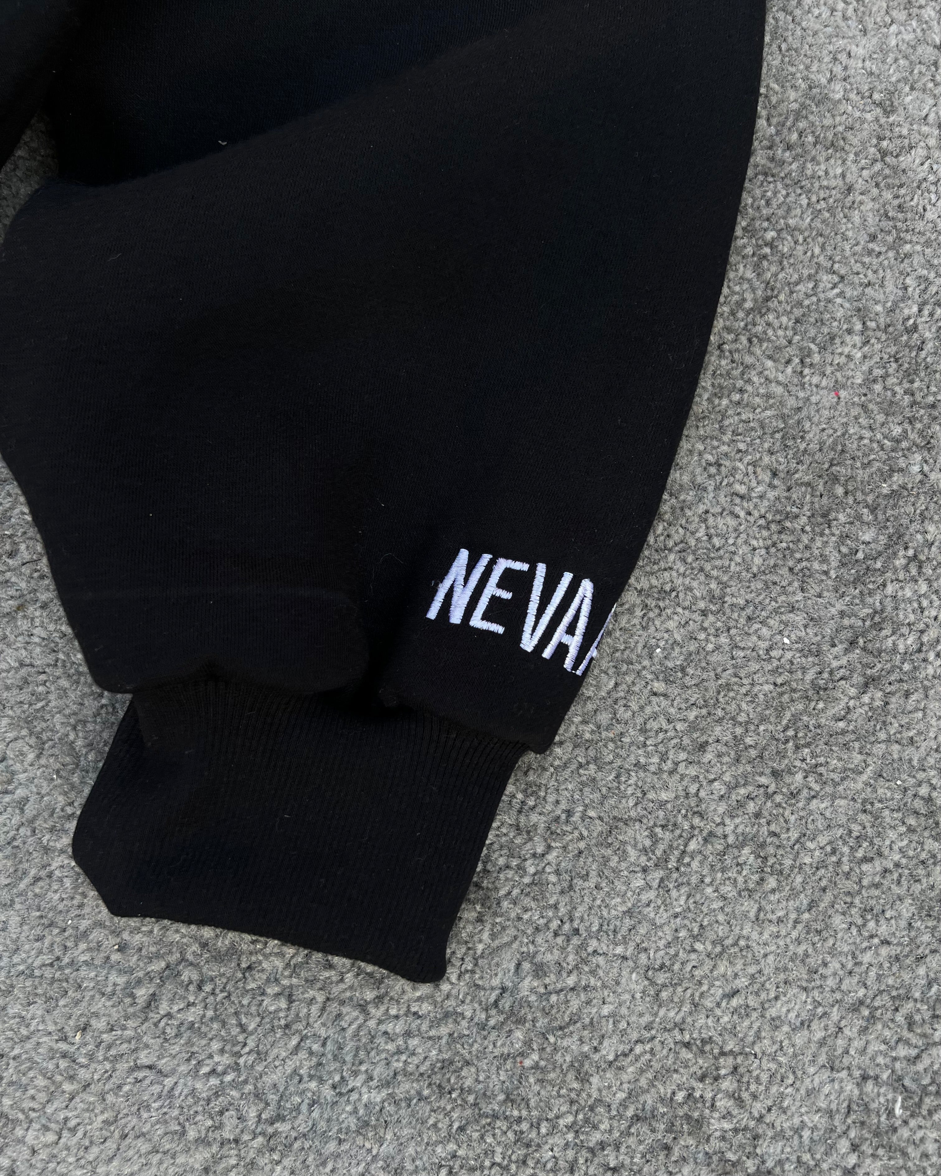 Black 450 GSM cotton fleece jogger pants product view